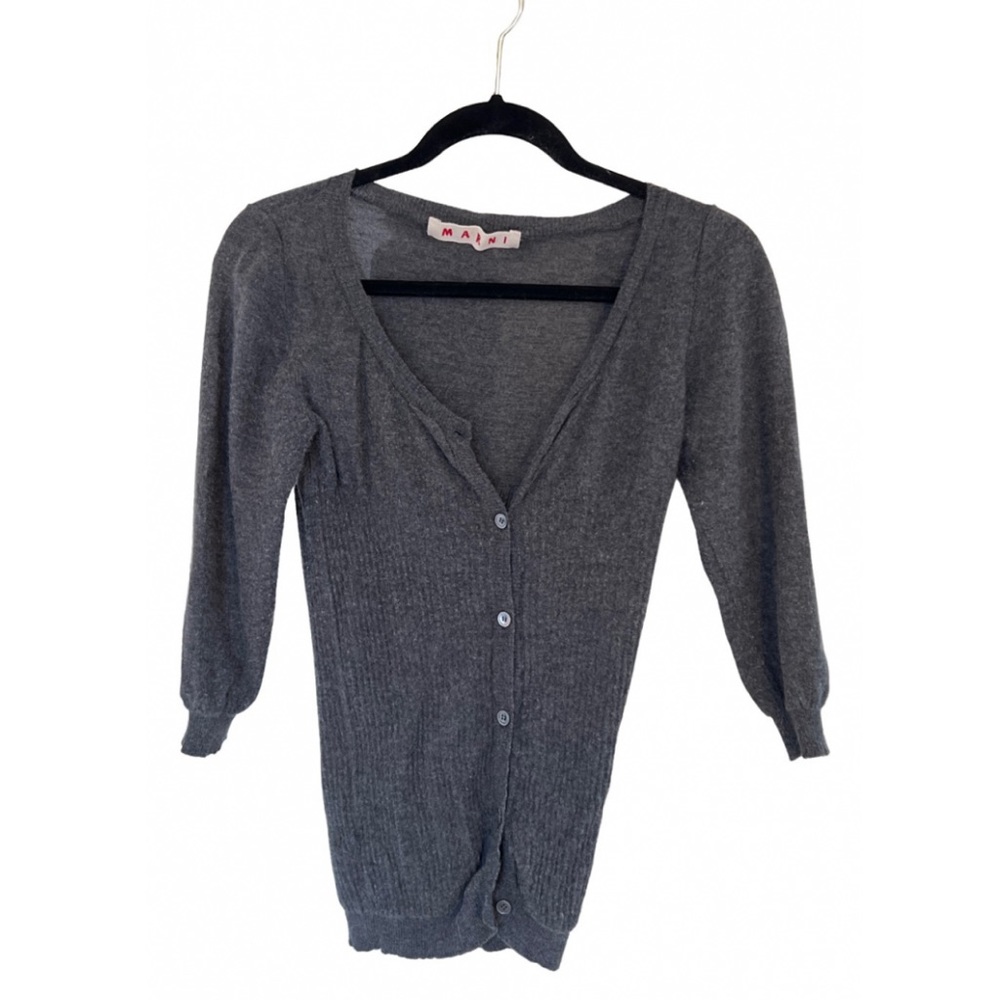 MARNI grey fitted cashmere cardigan
